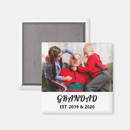 太字の黒いタイポグラフィで「Grandad Established Photo」 マグネット