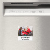 太字の黒いタイポグラフィで「Grandad Established Photo」 マグネット (インサイチュ (食洗機))