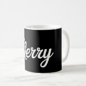 太字の黒のメリークリスマスサンタ帽子 コーヒーマグカップ (正面右)