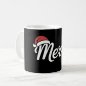 太字の黒のメリークリスマスサンタ帽子 コーヒーマグカップ (正面左)
