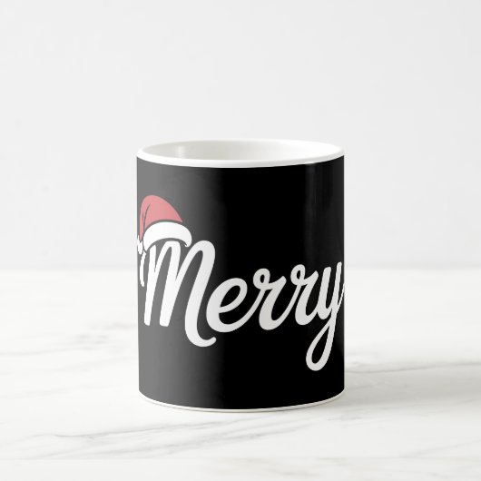 太字の黒のメリークリスマスサンタ帽子 コーヒーマグカップ (中央)