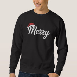 太字の黒のメリークリスマスサンタ帽子 スウェットシャツ