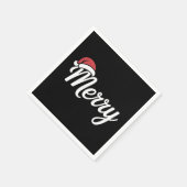 太字の黒のメリークリスマスサンタ帽子 スタンダードカクテルナプキン (角)