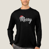 太字の黒のメリークリスマスサンタ帽子 トライブレンドTシャツ (正面)