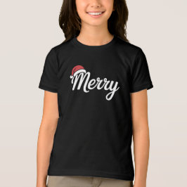 太字の黒のメリークリスマスサンタ帽子 トライブレンドTシャツ