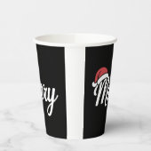 太字の黒のメリークリスマスサンタ帽子 紙コップ (左)