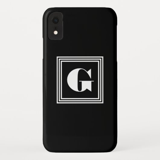 太字の3枠モノグラム | 黒と白 Case-Mate iPhoneケース (裏面)