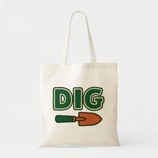太字の"DIG"ガーデニングと植木鉢 トートバッグ