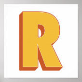太字イニシャル、R モノグラム、レターアートポスター ポスター (正面)