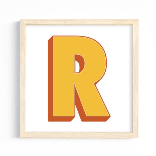 太字イニシャル、R モノグラム、レターアートポスター ポスター