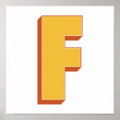 太字イニシャルFモノグラムレターアートポスター ポスター (正面)