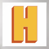 太字イニシャルHモノグラムレターアートポスター ポスター (正面)