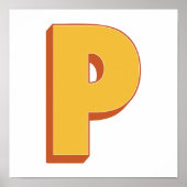 太字イニシャルPモノグラムレターアートポスター ポスター (正面)