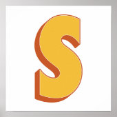 太字イニシャルSモノグラムのレターアートポスター ポスター (正面)