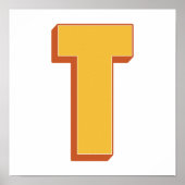 太字イニシャルTモノグラムレターアートポスター ポスター (正面)