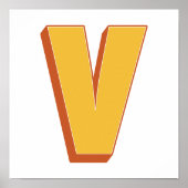 太字イニシャルVモノグラムレターアートポスター ポスター (正面)