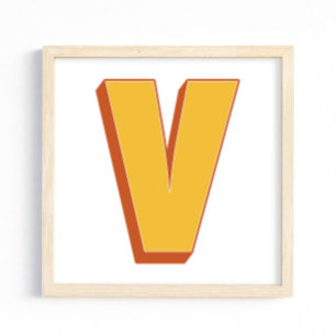 太字イニシャルVモノグラムレターアートポスター ポスター