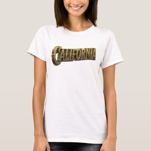 太字オレンジのCALIFORNIAテキストデザイン Tシャツ (正面)