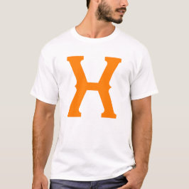 太字オレンジ文字Xモノグラムのタイポグラフィ Tシャツ