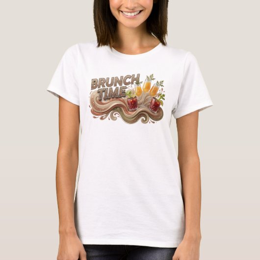 太字オレンジBRUNCH+TIMEテキストデザイン Tシャツ (正面)