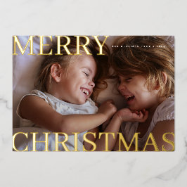太字ゴールドタイポグラフィー5枚の写真 メリークリスマス 箔シーズンカード