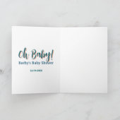 太字シンプルブルーOh baby baby shower 名前 カード (内部)
