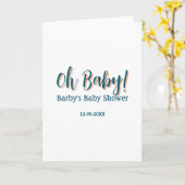 太字シンプルブルーOh baby baby shower 名前 カード (黄色い花)