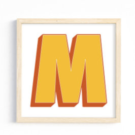 太字タイプのイニシャルMモノグラムのレターアートポスター ポスター