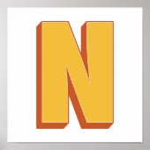 太字タイプのイニシャルNモノグラムレターアートポスター ポスター (正面)