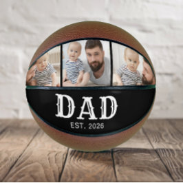 太字タイポグラフィーで「Dad Established」ブラック 3枚の写真 バスケットボール