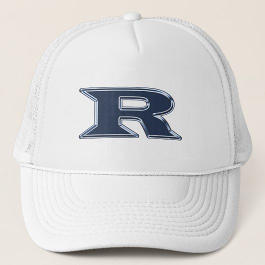 太字ネイビーブルーのイニシャル「R」モノグラム キャップ (正面)