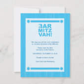 太字バーの(ユダヤ教の)バル・ミツバーの保存淡いブルーの日付 セーブザデート (裏面)