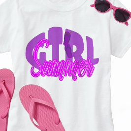 太字パープルの文字が映える夏のビーチウェア Tシャツ
