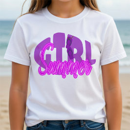 太字パープルの文字が映える夏のビーチウェア Tシャツ