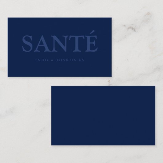 太字フォント「乾杯」フランス語 無料ドリンクチケット エンクロージャーカード (正面/裏面)