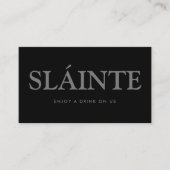 太字フォント 「Sláinte」 アイリッシュゲール語 無料ドリンクチケット エンクロージャーカード (正面)