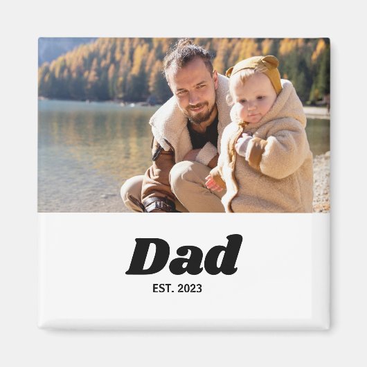 太字ブラックタイポグラフィーのDad Established マグネット (正面)