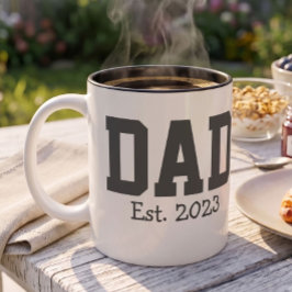 太字ブラックテキスト ブラック Dad Established ツートーンマグカップ
