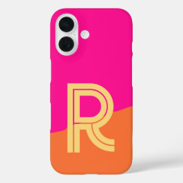 太字モノグラム ホットピンク オレンジ iPhone 16ケース
