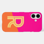 太字モノグラム ホットピンク オレンジ Case-Mate iPhoneケース (裏面 (横))