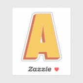 太字3Dタイプフォントのイニシャル、Aモノグラム シール (シート)