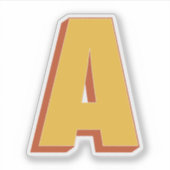 太字3Dタイプフォントのイニシャル、Aモノグラム シール (正面)