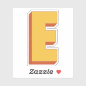 太字3Dタイプフォントのイニシャル E モノグラム シール (シート)