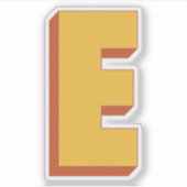 太字3Dタイプフォントのイニシャル E モノグラム シール (正面)