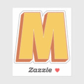 太字3Dタイプフォントのイニシャル「M」 シール (シート)