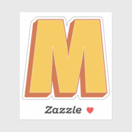 太字3Dタイプフォントのイニシャル「M」 シール