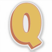 太字3Dタイプフォントのイニシャル「Q」モノグラム シール (正面)