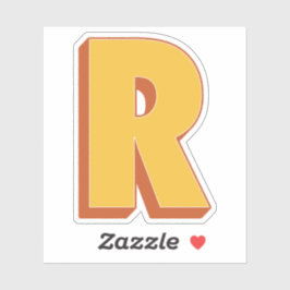 太字3Dタイプフォントのイニシャル「R」 シール