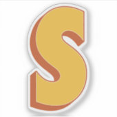 太字3Dタイプフォントのイニシャル「S」 シール (正面)