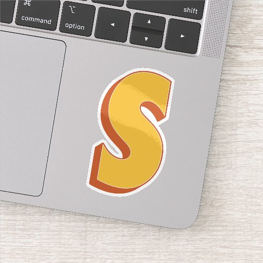 太字3Dタイプフォントのイニシャル「S」 シール (詳細)
